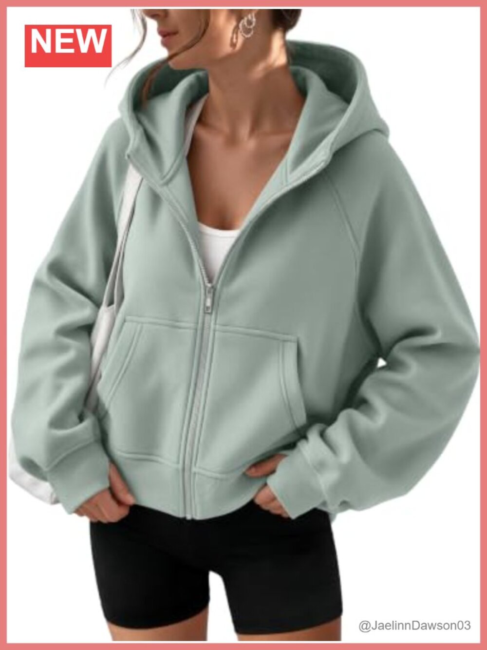 Womens Zip Up Hoodie Fleece Lined Cropped Sweatshirt Thumbhole Oversized